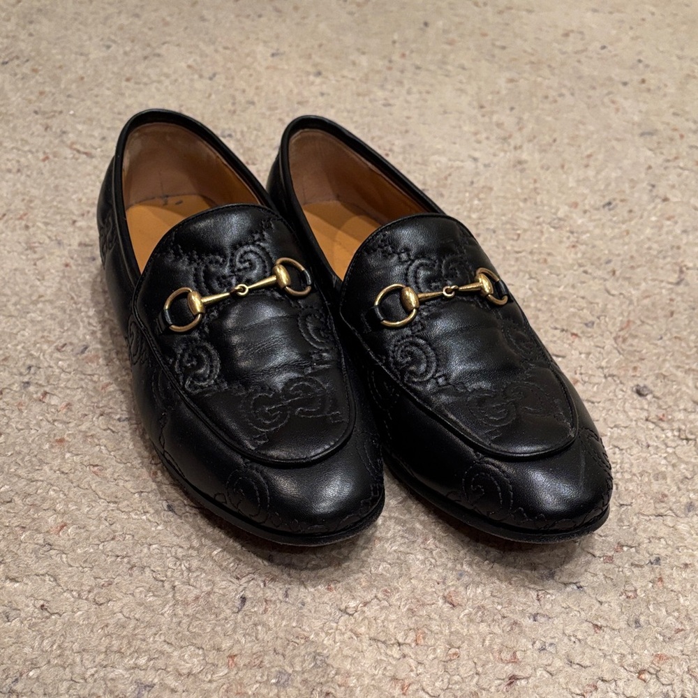 Gucci Leather Loafers with Gold Detailing